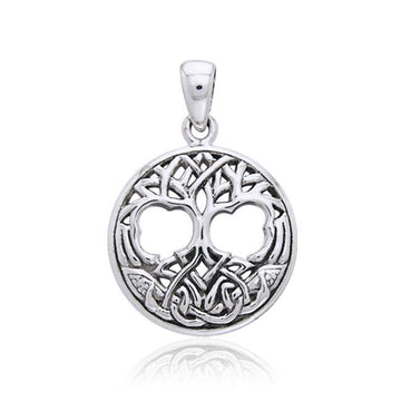 Interwoven with Birds in the Celtic Tree of Life ~ Sterling Silver Jewelry Pendant TPD3019 - Jewelry